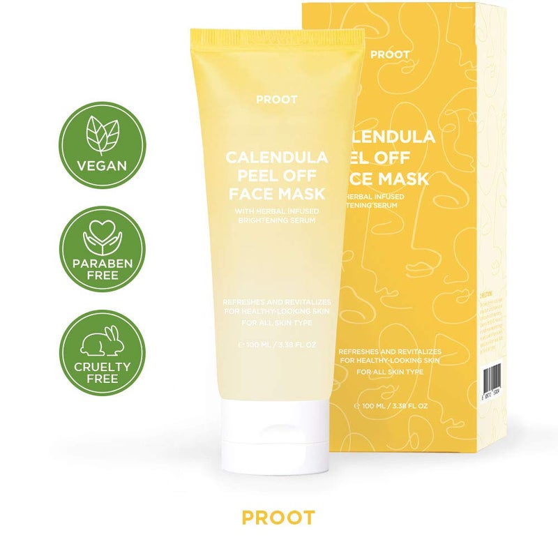 Proot Calendula Peel Off Mask | With Herbal Infused Brightening Serum | Formulated with Real Calendula Flower Leaves and Extracts | Korean Skin Care, Vegan, Cruelty-Free | 3.38 oz - Image 3